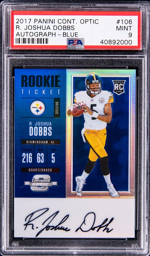 2017 Panini Contenders Optic R. Joshua Dobbs Autographs Blue Prizm #106 card image