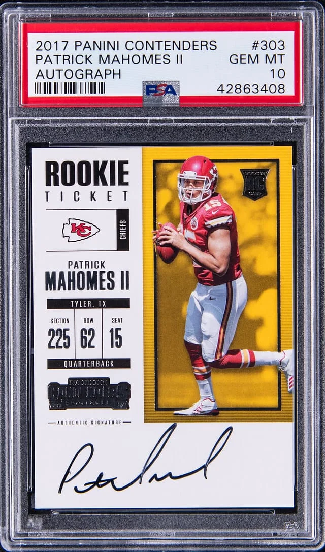 2017 Panini Contenders Patrick Mahomes Ticket Autograph #303 card image