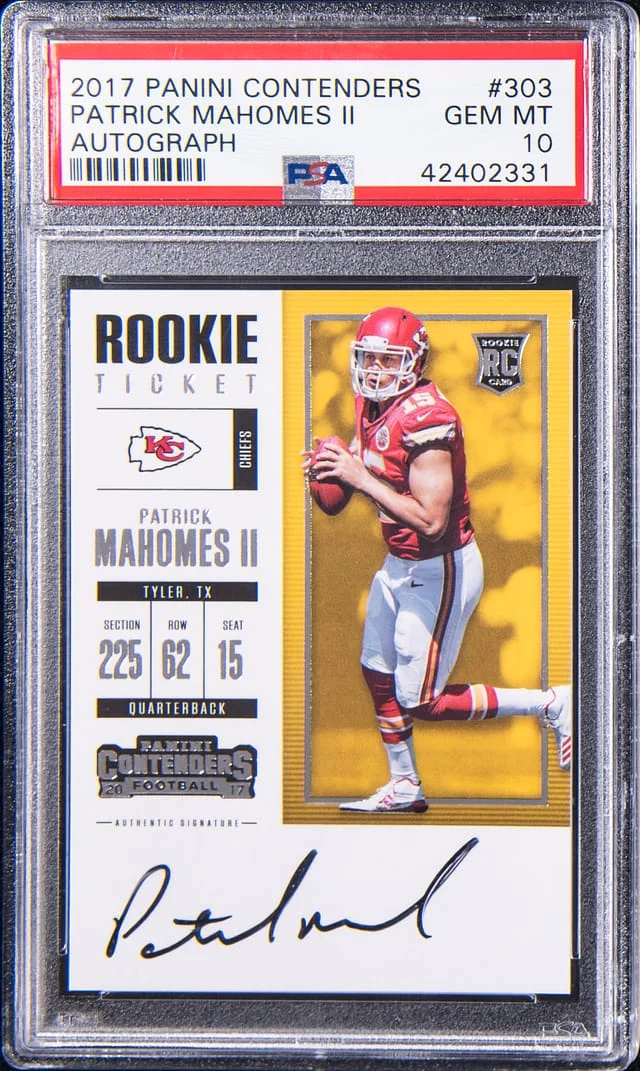 2017 Panini Contenders Patrick Mahomes II Ticket Autograph Cracked Ice #303 card image