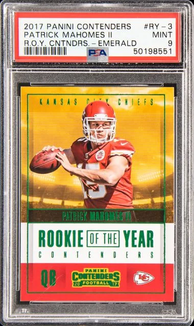 2017 Panini Contenders Patrick Mahomes II of the Year Contenders Gold #RY-3 card image