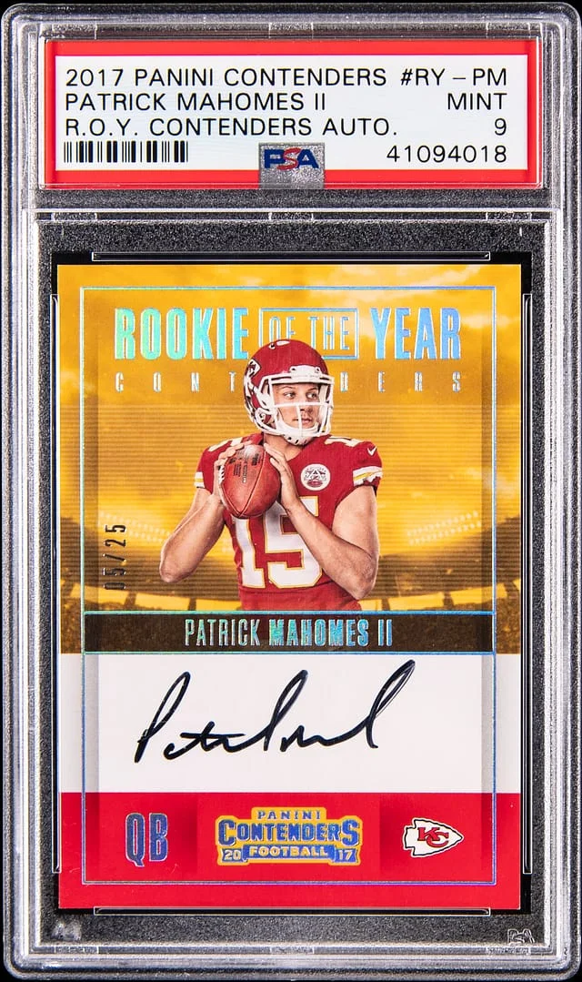 2017 Panini Contenders Patrick Mahomes II of the Year Contenders Autograph #RY-PM card image