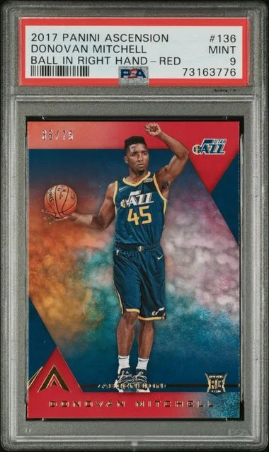 2017 Panini Donovan Mitchell Ascension Ball In Right Hand-Red #136 card image