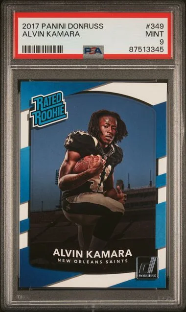 2017 Panini Donruss Alvin Kamara Rated #349 card image