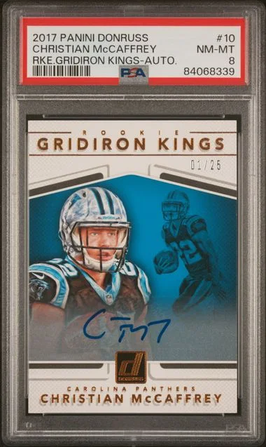 2017 Panini Donruss Christian McCaffrey Gridiron Kings Autograph #10 card image