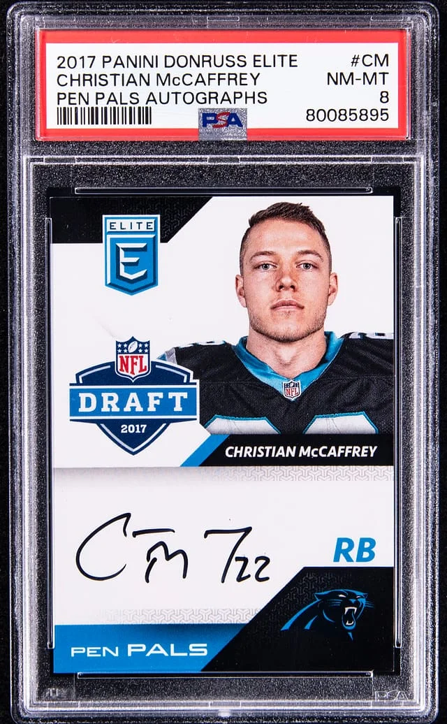 2017 Panini Donruss Christian McCaffrey Elite Pen Pals Autograph #PP-CM card image