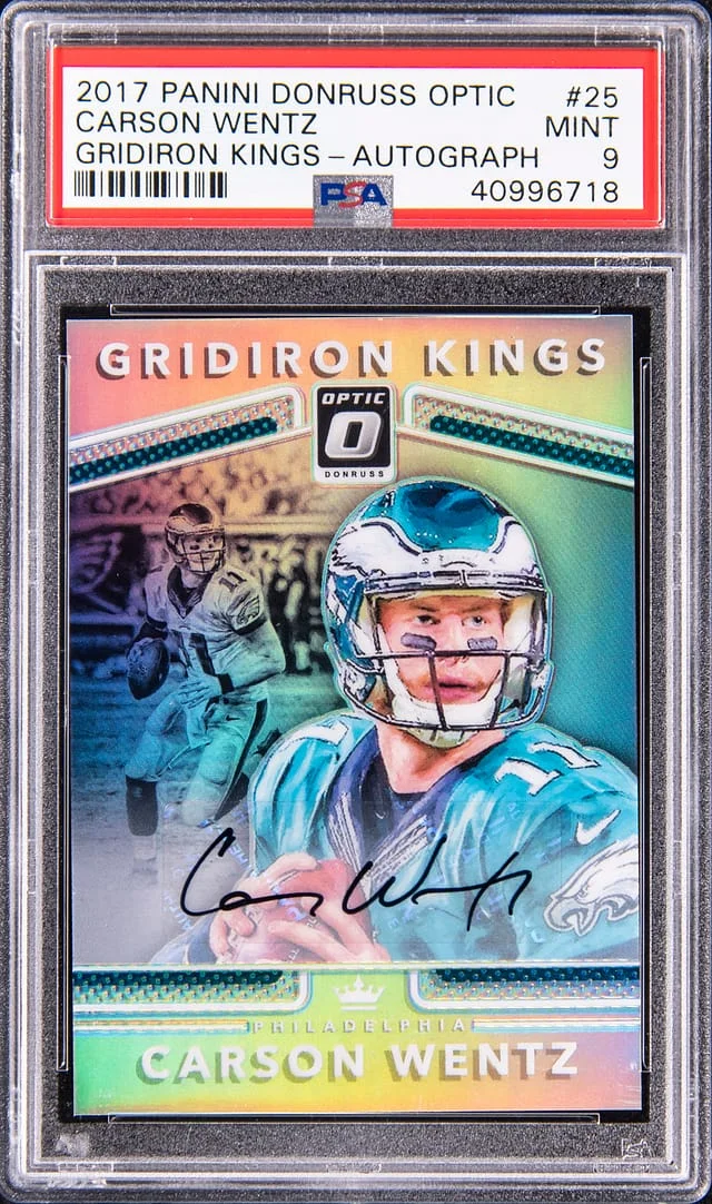 2017 Panini Donruss Optic Carson Wentz Gridiron Kings Autograph #25 card image