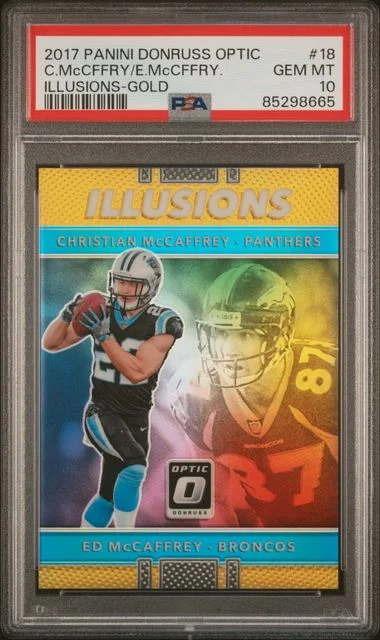 2017 Panini Donruss Optic Christian McCaffrey Illusions Gold #18 card image