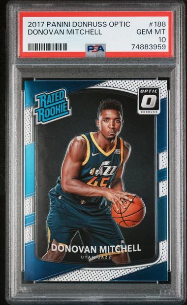 2017 Panini Donruss Optic Donovan Mitchell Rated #188 card image