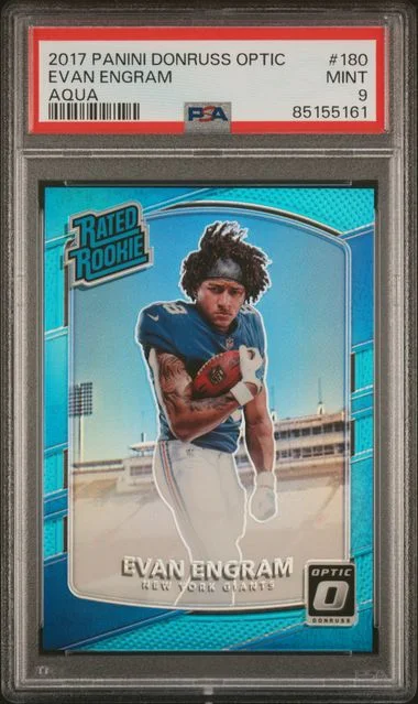 2017 Panini Donruss Optic Evan Engram Aqua Rated #180 card image