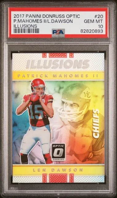 2017 Panini Donruss Optic Len Dawson/Patrick Mahomes II Illusions #20 card image