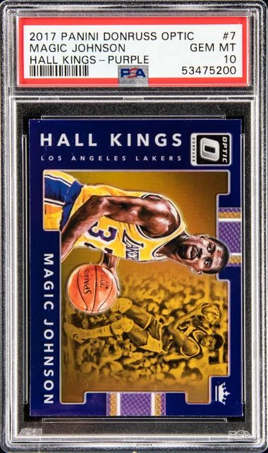 2017 Panini Donruss Optic Magic Johnson Hall Kings Purple #7 card image