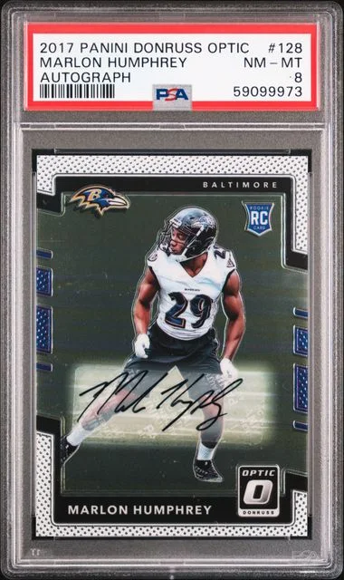 2017 Panini Donruss Optic Marlon Humphrey Autograph #128 card image