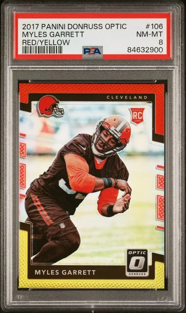 2017 Panini Donruss Optic Myles Garrett Pink #106 card image