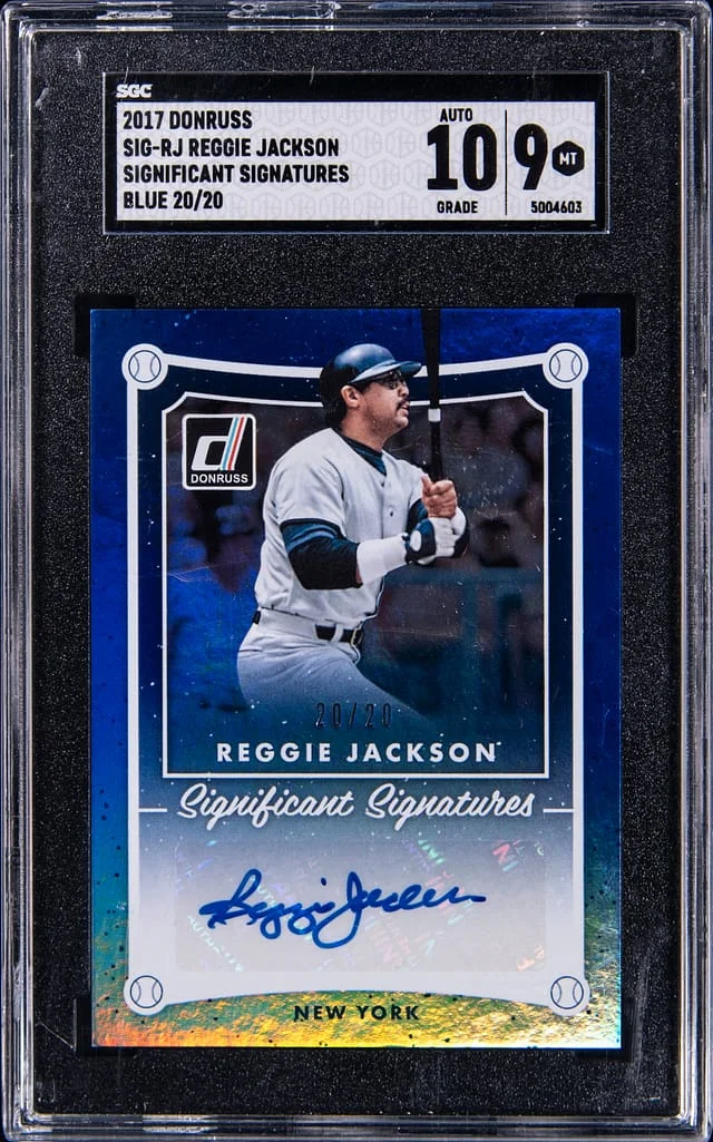 2017 Panini Donruss Reggie Jackson Significant Signatures Blue #SIG-RJ card image