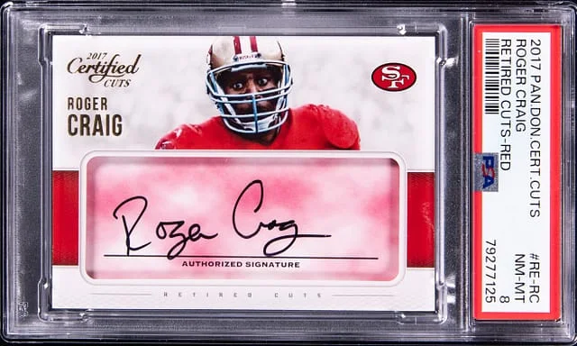 2017 Panini Donruss Roger Craig Certified Cuts Retired Cuts Red #RE- card image
