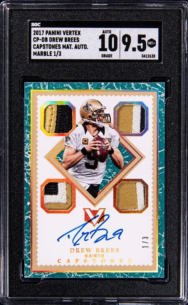 2017 Panini Drew Brees Vertex Capstones Material Autograph Marble #CP-DB card image