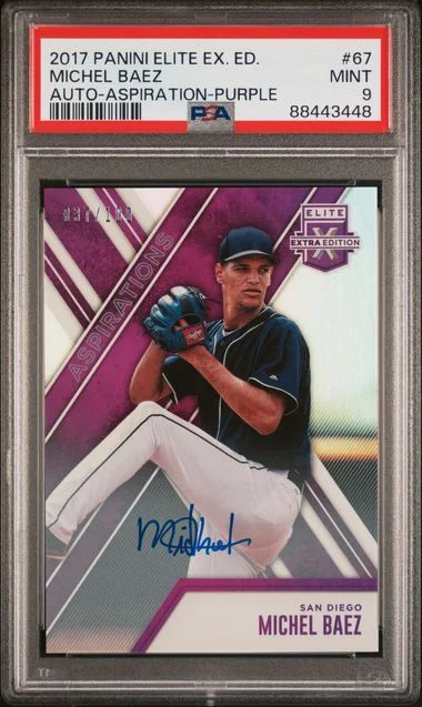 2017 Panini Elite Extra Edition Michel Baez Autograph-Aspirations-Purple #67 card image