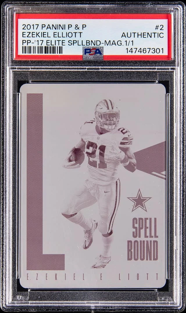 2017 Panini Elite Ezekiel Elliott Plates & Patches '17 Elite Spell Bound Magenta #2 card image
