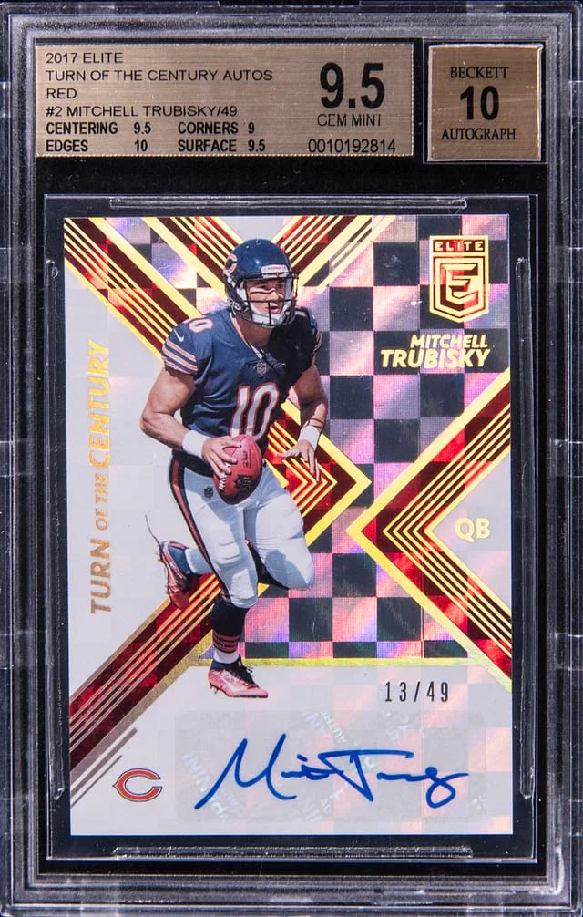 2017 Panini Elite Mitchell Trubisky Turn of the Century Autographs Red #2 card image
