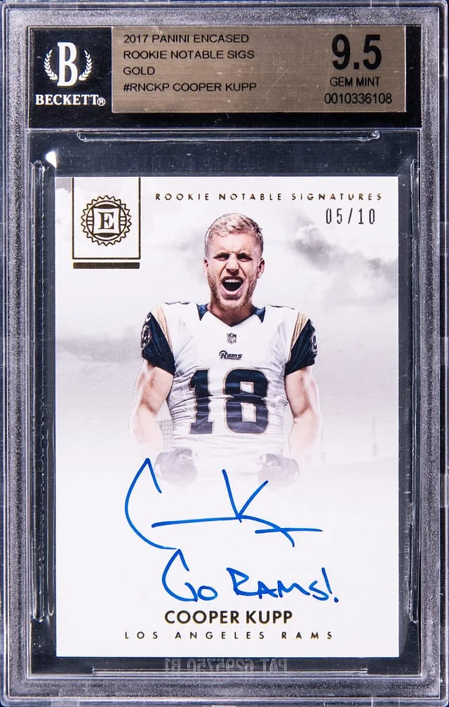2017 Panini Encased Cooper Kupp Notable Signatures Gold #RN-CKP card image