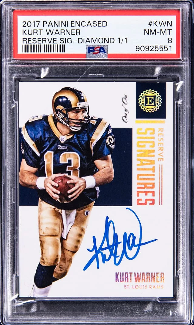 2017 Panini Encased Kurt Warner Reserve Signature Diamond #RSKWN card image