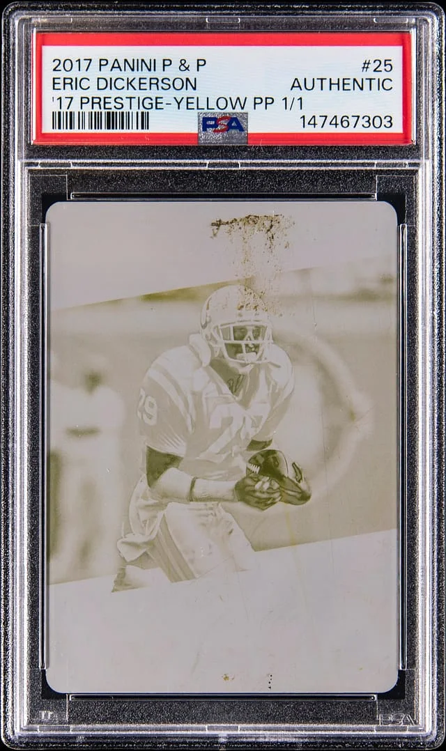 2017 Panini Eric Dickerson Plates & Patches '17 Prestige Yellow Printing Plate #25 card image
