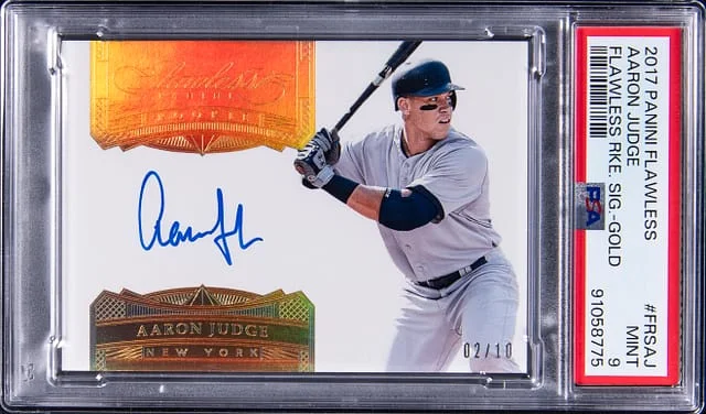 2017 Panini Flawless Aaron Judge Signature Gold #FRS-AJ card image