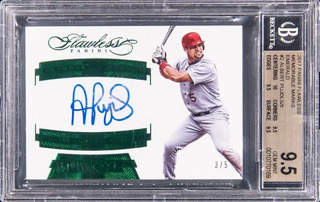 2017 Panini Flawless Albert Pujols Memorable Marks Emerald #MM-AP card image