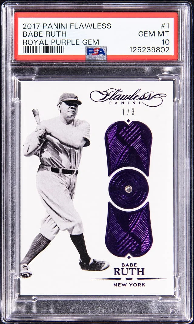 2017 Panini Flawless Babe ruth Royal Purple Gem #1 card image