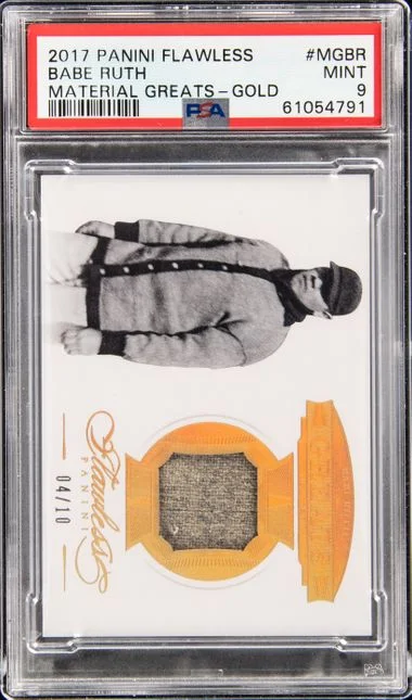 2017 Panini Flawless Babe Ruth Material Greats Gold #MGBR card image