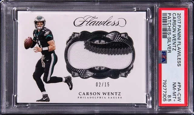 2017 Panini Flawless Carson Wentz Patches Silver #PA-CW card image