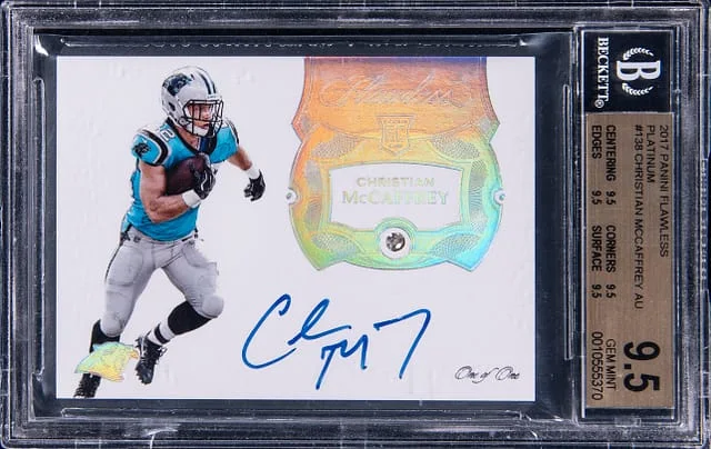 2017 Panini Flawless Christian McCaffrey Autographs Platinum #138 card image