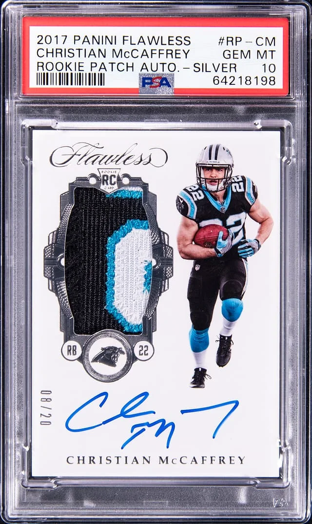 2017 Panini Flawless Christian McCaffrey Patch Autograph (RPA) Silver #RP-CM card image