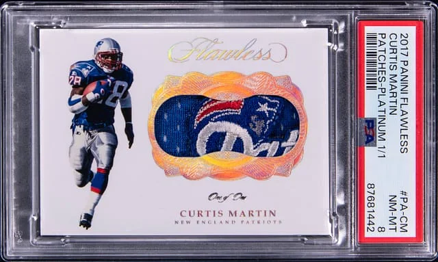 2017 Panini Flawless Curtis Martin Patches Platinum 1/1 #PA-CM card image