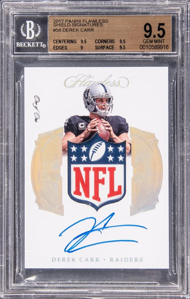 2017 Panini Flawless Derek Carr Shield Signatures #56 card image