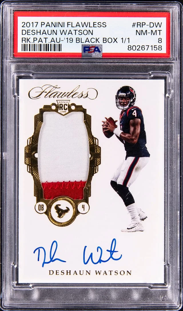 2017 Panini Flawless Deshaun Watson Patch Autograph Black Box #RP-DW card image
