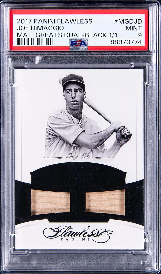 2017 Panini Flawless Joe DiMaggio Game-Used Material Greats Dual Black #MGD-JD card image