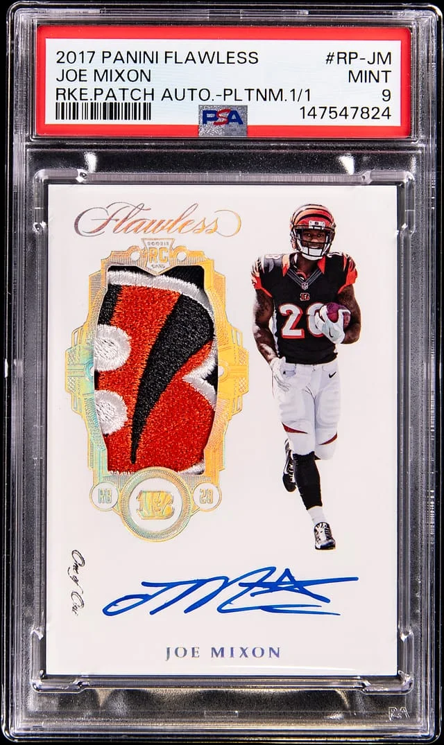 2017 Panini Flawless Joe Mixon Patch Autograph Platinum #RP-JM card image