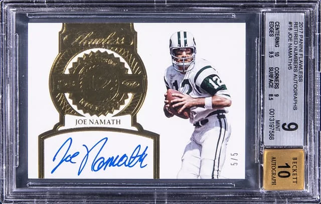 2017 Panini Flawless Joe Namath Retired Numbers Autographs #18 card image