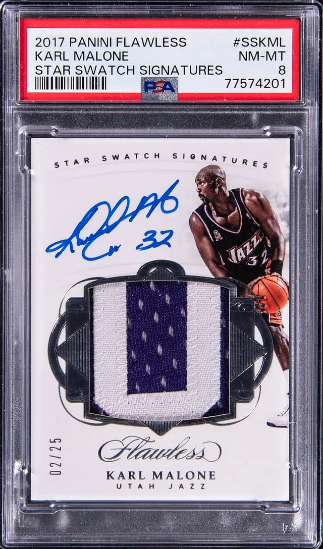 2017 Panini Flawless Karl Malone Star Swatch Signatures #SSKML card image