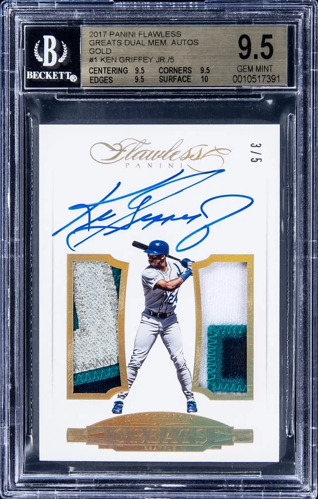2017 Panini Flawless Ken Griffey Jr. Greats Dual Memorabilia Autograph Gold #GDMA-JR card image
