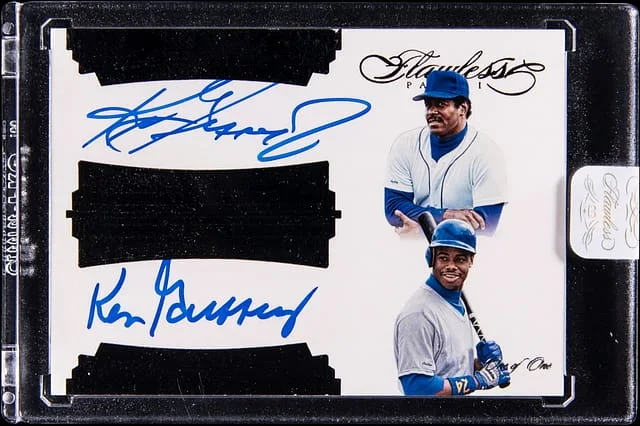 2017 Panini Flawless Ken Griffey Jr./Ken Griffey Sr. Flawless Dual Signatures Black #FDS-SRJR card image