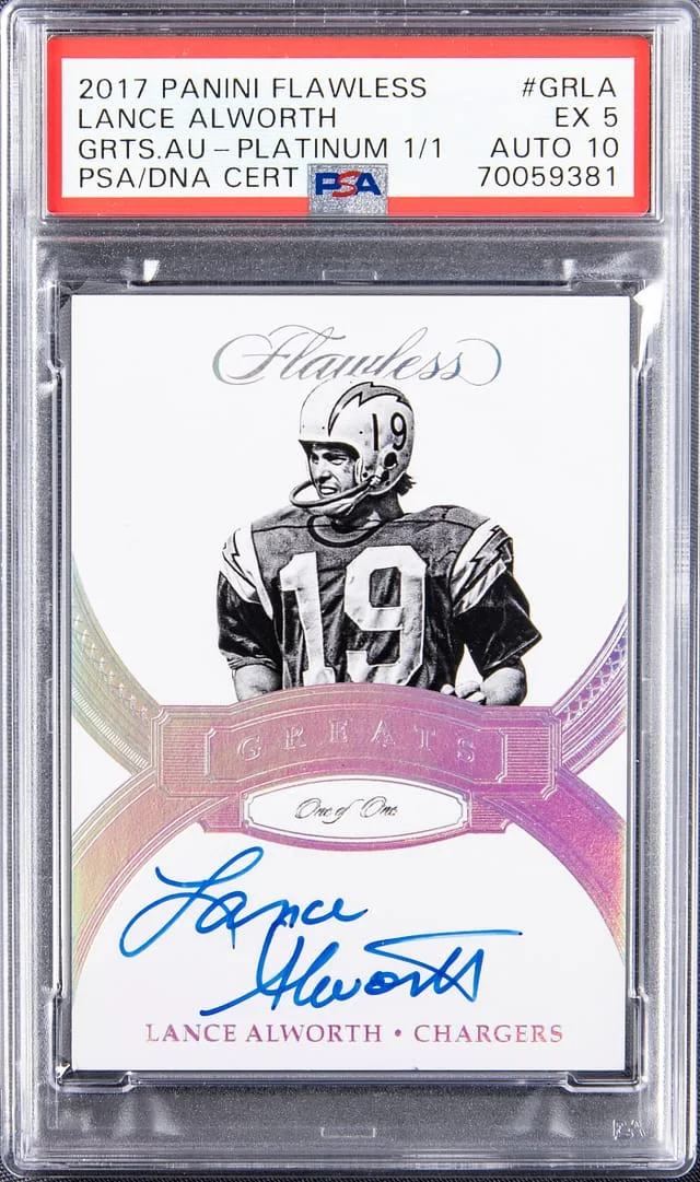 2017 Panini Flawless Lance Alworth Greats Autograph Platinum #GR-LA card image
