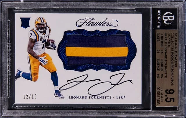 2017 Panini Flawless Leonard Fournette Collegiate Patch Autographs Sapphire #RPA-LF card image
