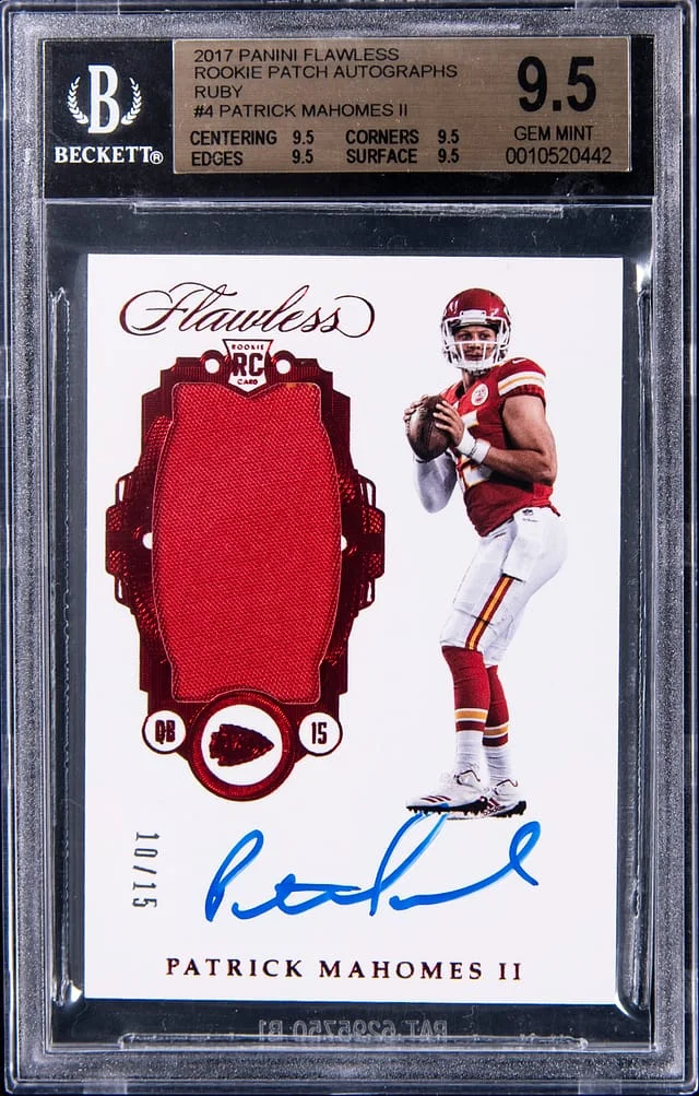 2017 Panini Flawless Patrick Mahomes II Patch Autographs (RPA) Sapphire #4 card image