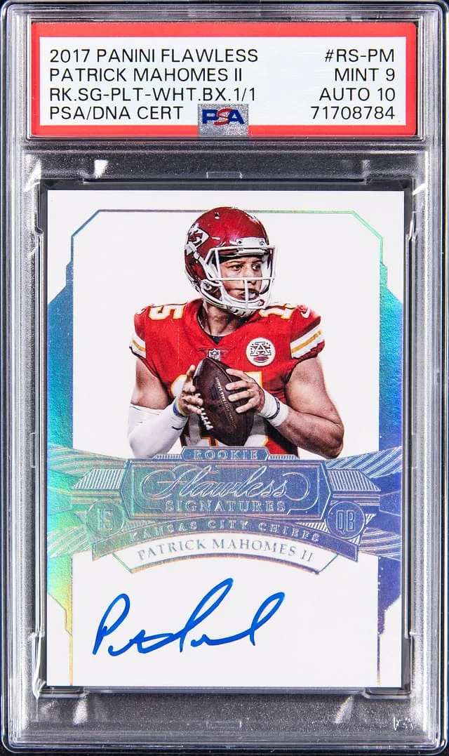 2017 Panini Flawless Patrick Mahomes II Signature Platinum White Box #RS-PM card image