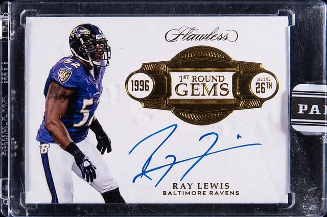 2017 Panini Flawless Ray Lewis 1st Round Gems '21 Black Box #FG-RL card image