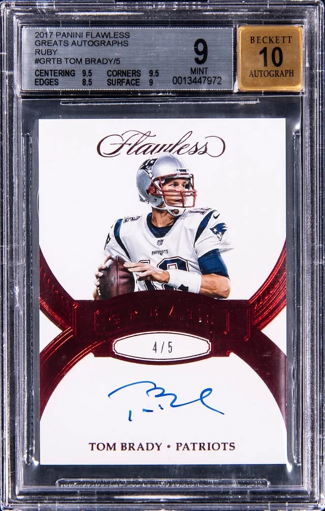 2017 Panini Flawless Tom Brady Greats Autograph Ruby #GR-TB card image