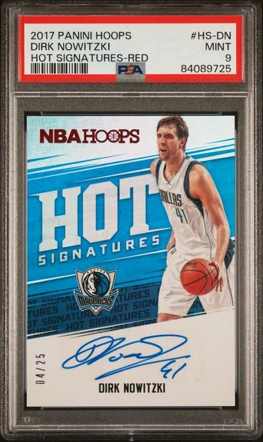 2017 Panini Hoops Dirk Nowitzki Hot Signatures Red #HS-DN card image