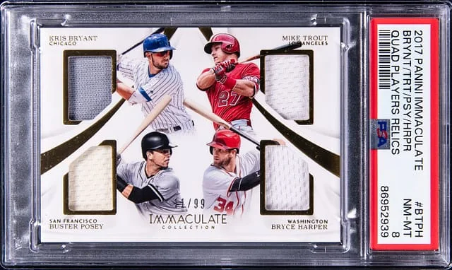 2017 Panini Immaculate Bryant/Trout/Posey/Harper Quad Players Relics #BTPH card image